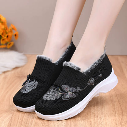 Women's Fleece-Lined Non-Slip Casual Sports Shoes for Winter
