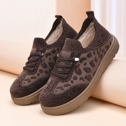 Women's Autumn/Winter Soft-Soled Leopard Print Casual Shoes