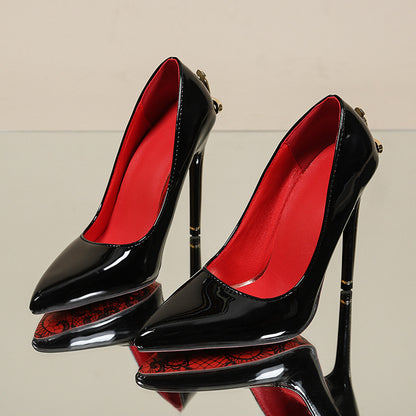 Metal Scepter Print Red Pointed Toe Women's Shoes