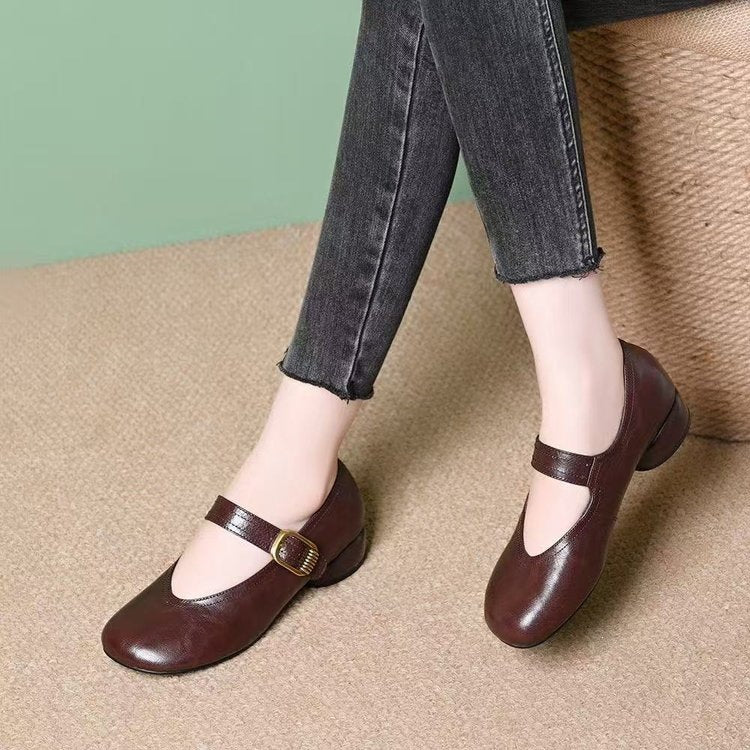 Autumn 2026 Round-Toe Block-Heel Mary Janes with Ankle Strap