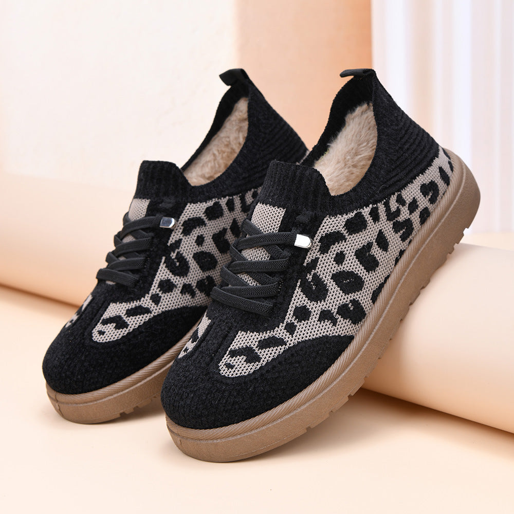 Women's Autumn/Winter Soft-Soled Leopard Print Casual Shoes