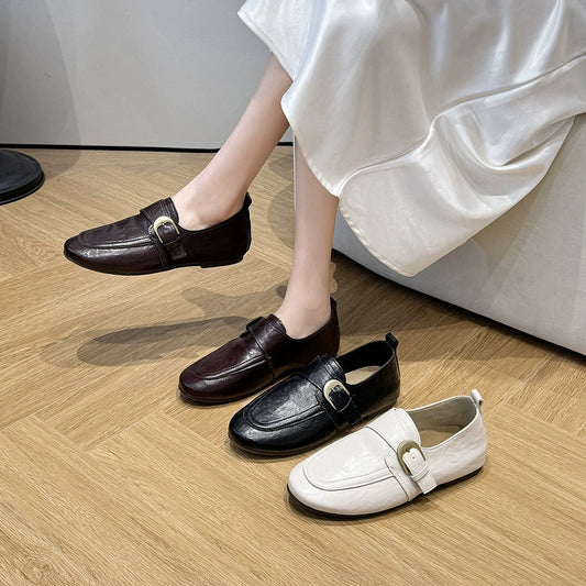 2026 Autumn New Fashionable Metal Buckle Flat Casual Shoes