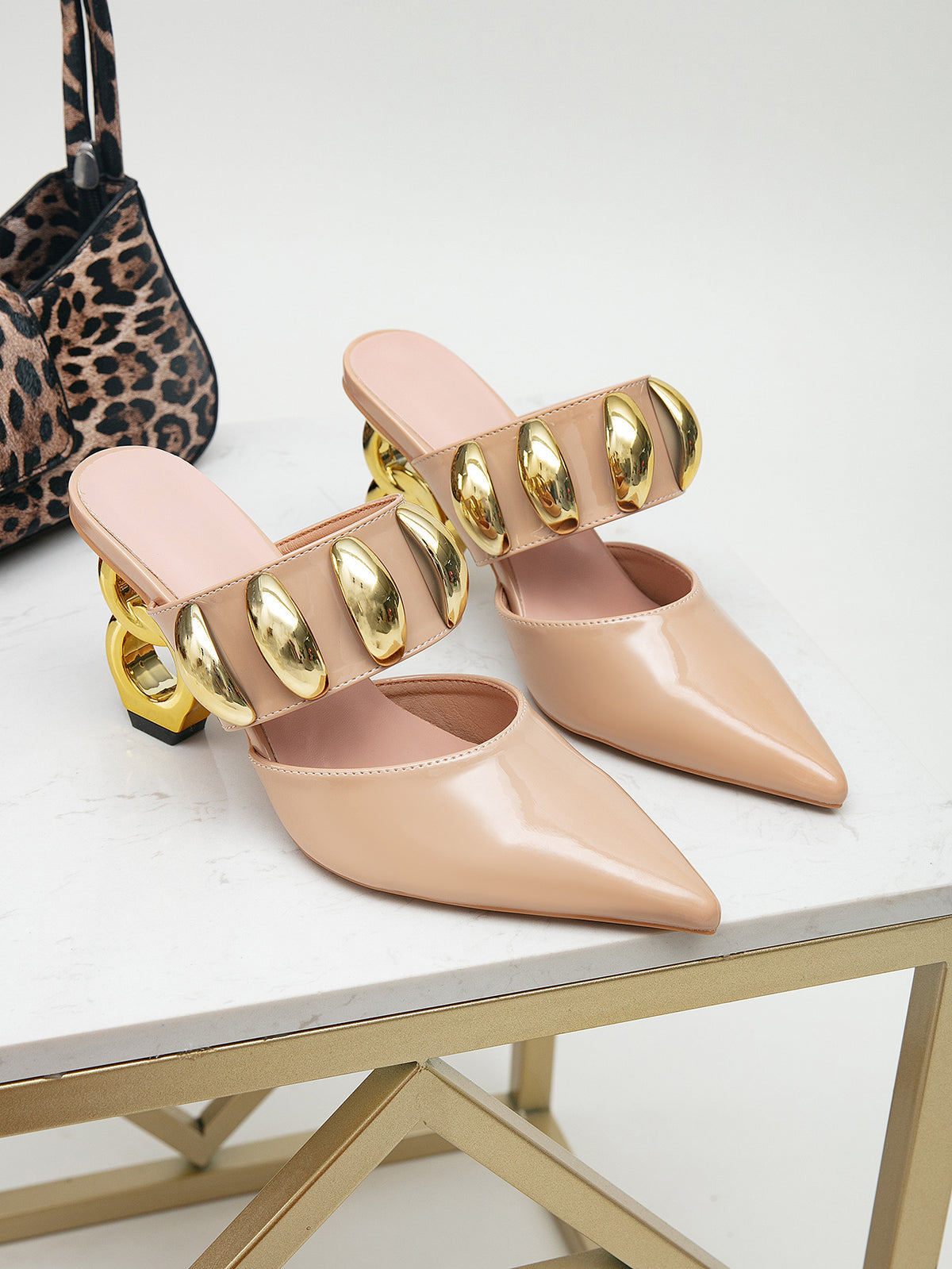 2026 Women's Gold Buckle High-Heeled Sandals