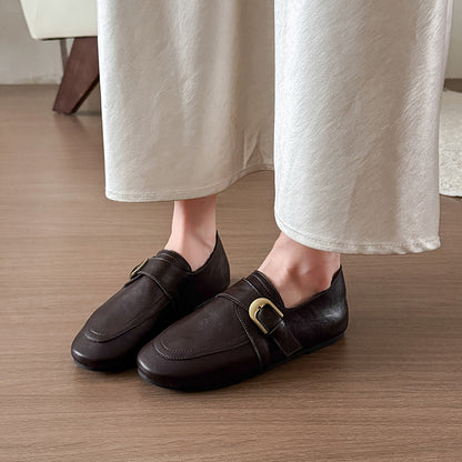 2026 Autumn New Fashionable Metal Buckle Flat Casual Shoes