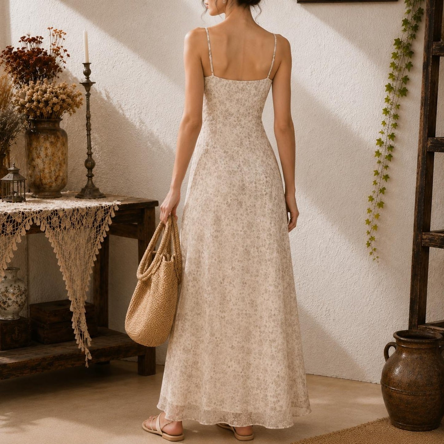 Floral Spaghetti Strap Maxi Vacation Dress