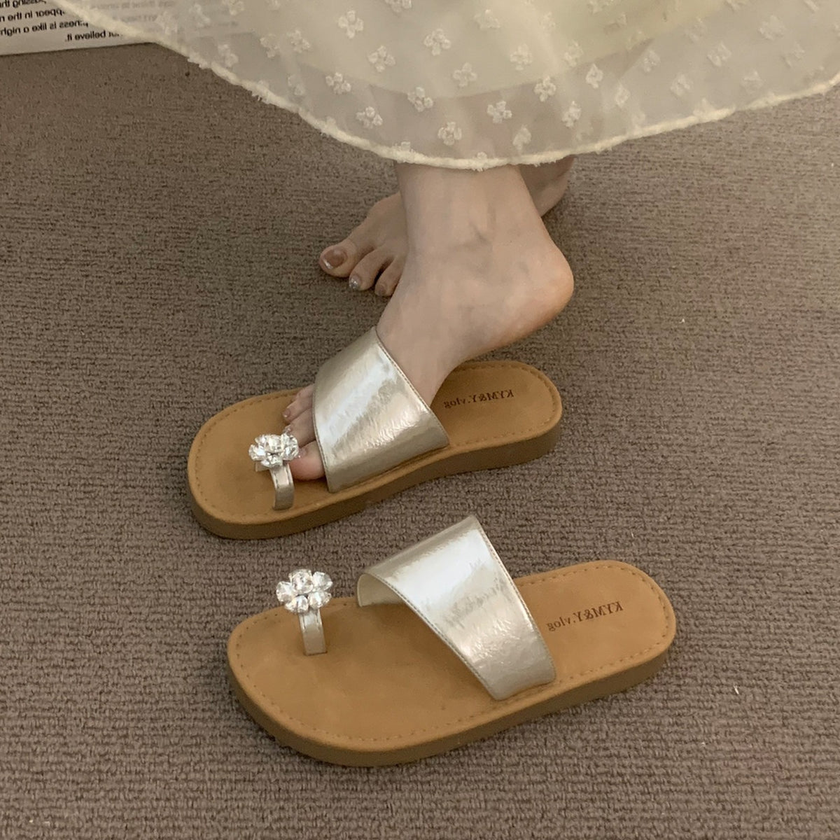 2026 Summer Rhinestone Slip-on Sandals