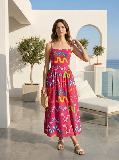 Women's Summer Snake Print Sundress