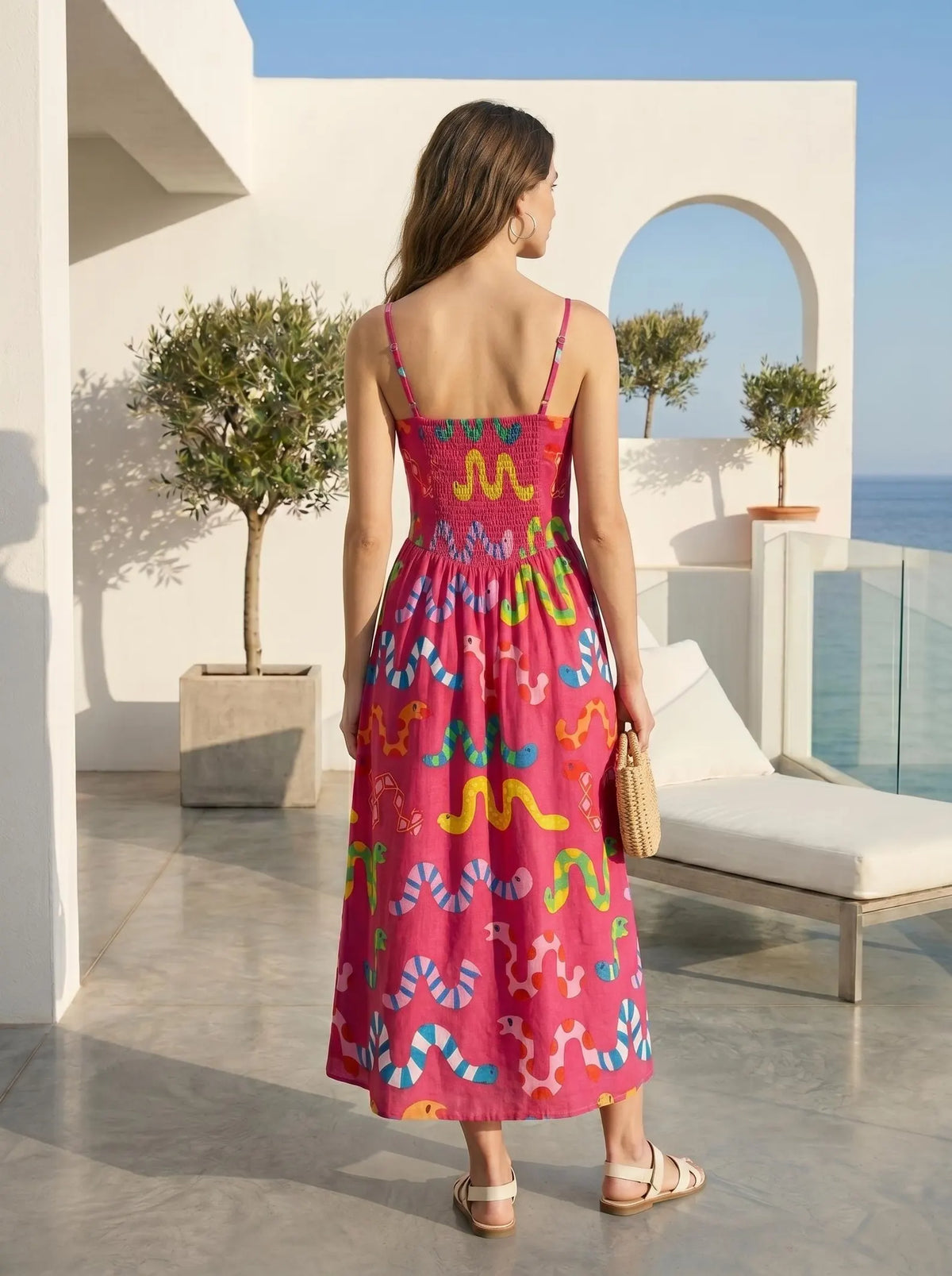 Women's Summer Snake Print Sundress
