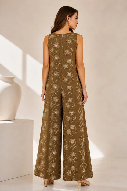 Floral Linen Blend Jumpsuit for Women