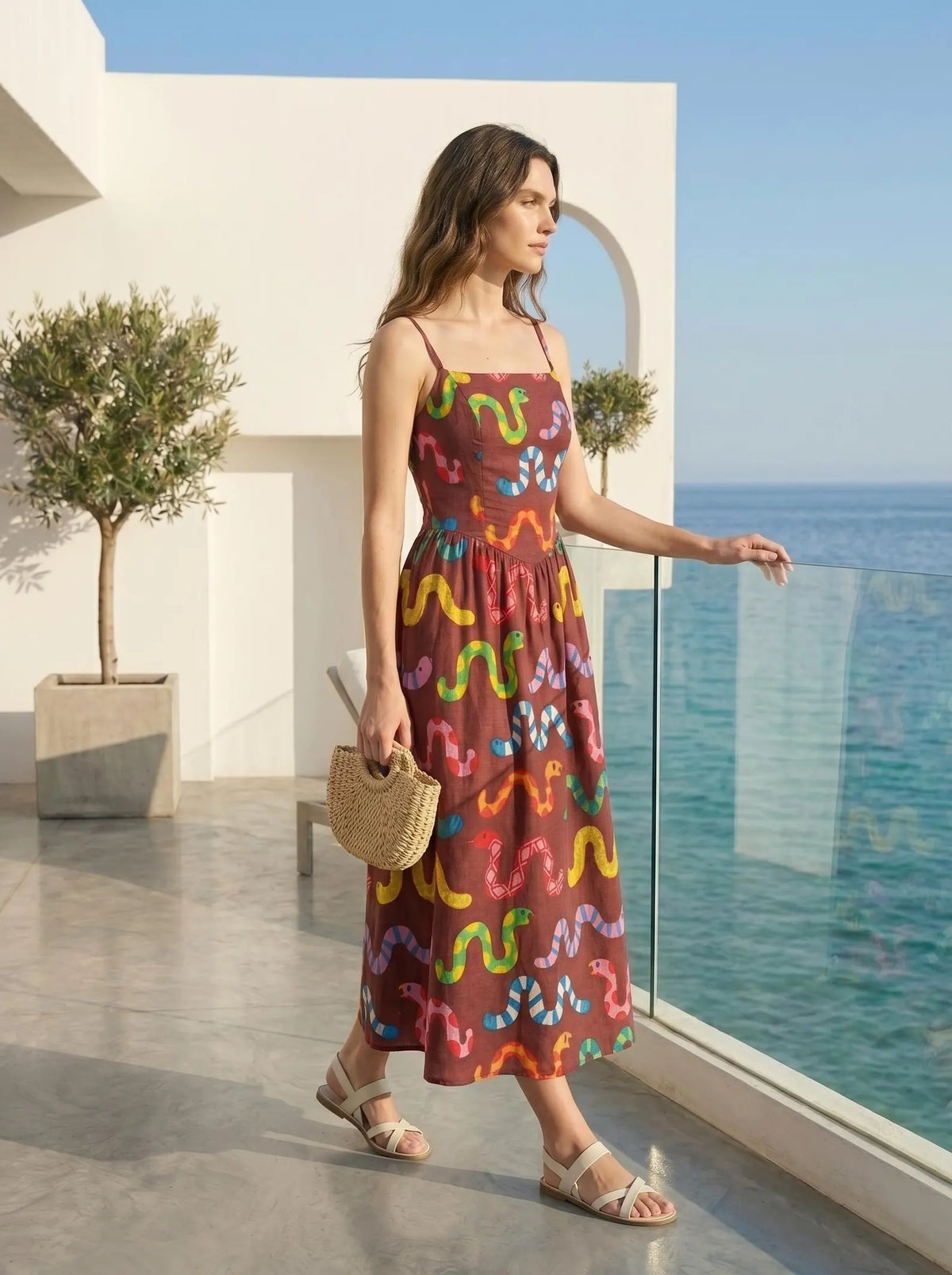 Women's Summer Snake Print Sundress