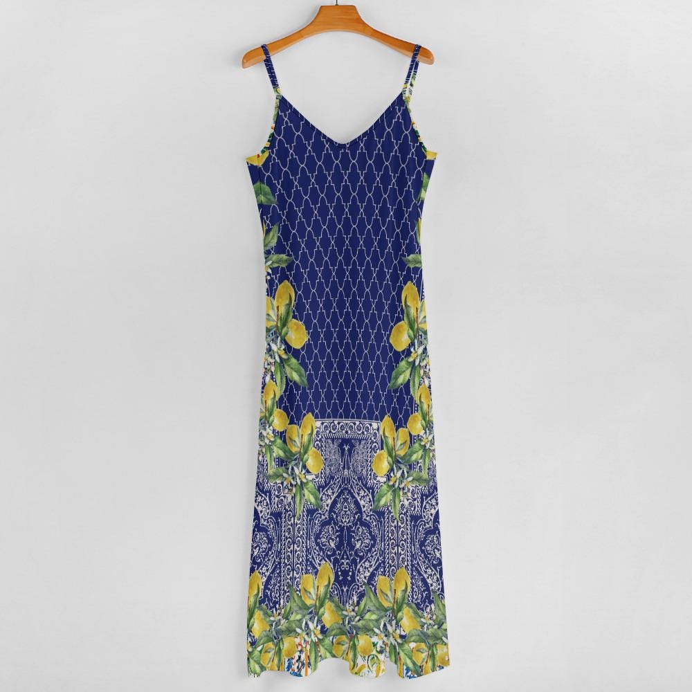 Sicilian Lemon Tile Maxi Dress: Mediterranean Boho Sundress image 9