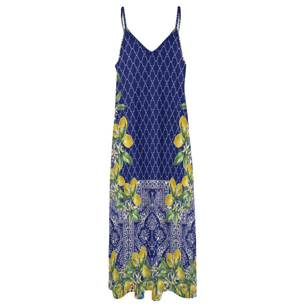 Sicilian Lemon Tile Maxi Dress: Mediterranean Boho Sundress image 8