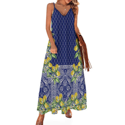 Sicilian Lemon Tile Maxi Dress: Mediterranean Boho Sundress image 6