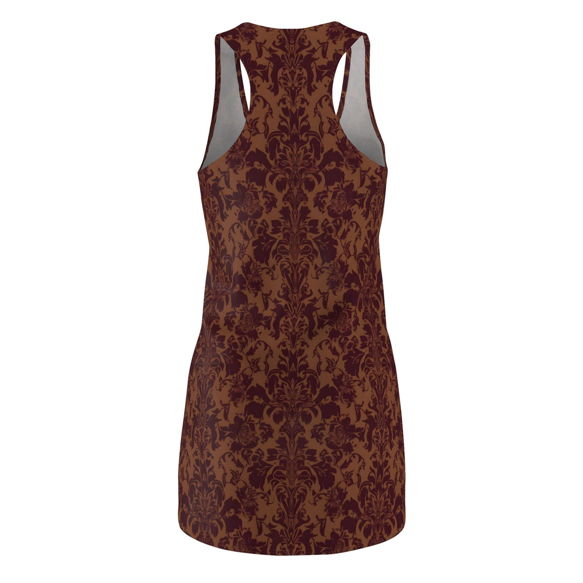 Brown Damask Racerback Mini Dress, Gothic Baroque Bodycon Style, Dark Academia Floral Summer Outfit image 5