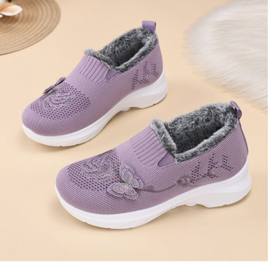 Women's Fleece-Lined Non-Slip Casual Sports Shoes for Winter